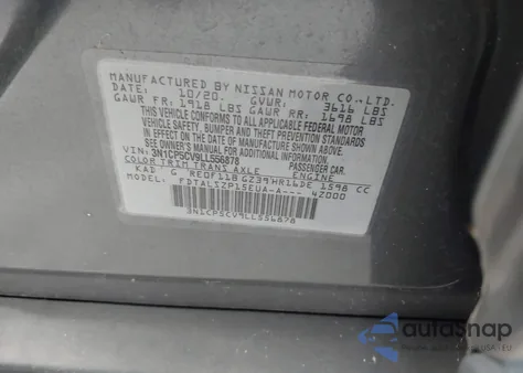 2020 Nissan Kicks Sv Xtronic Cvt z USA, uszkodzony, nr VIN 3N1CP5CV9LL556878